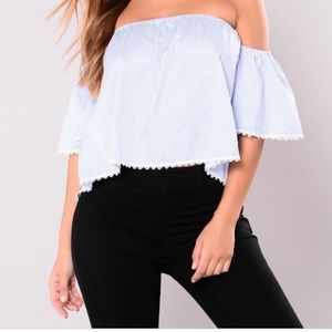 Blue Off the Shoulder Top